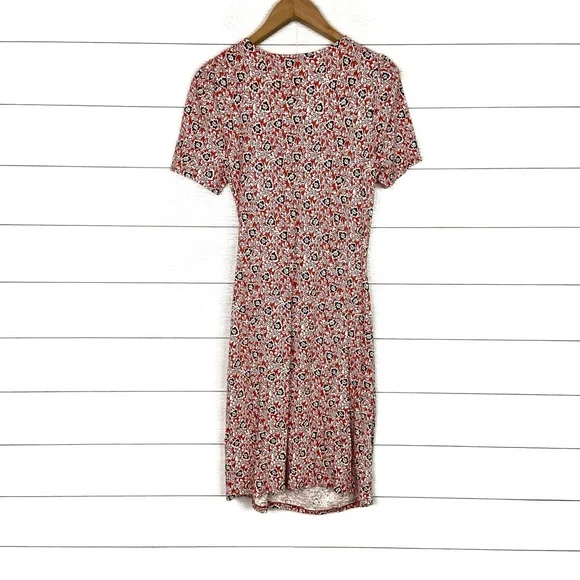 BODEN Knot Front Jersey Dress 10L 10 Long Floral Short Sleeve Knit Classic Easy - Picture 6 of 6